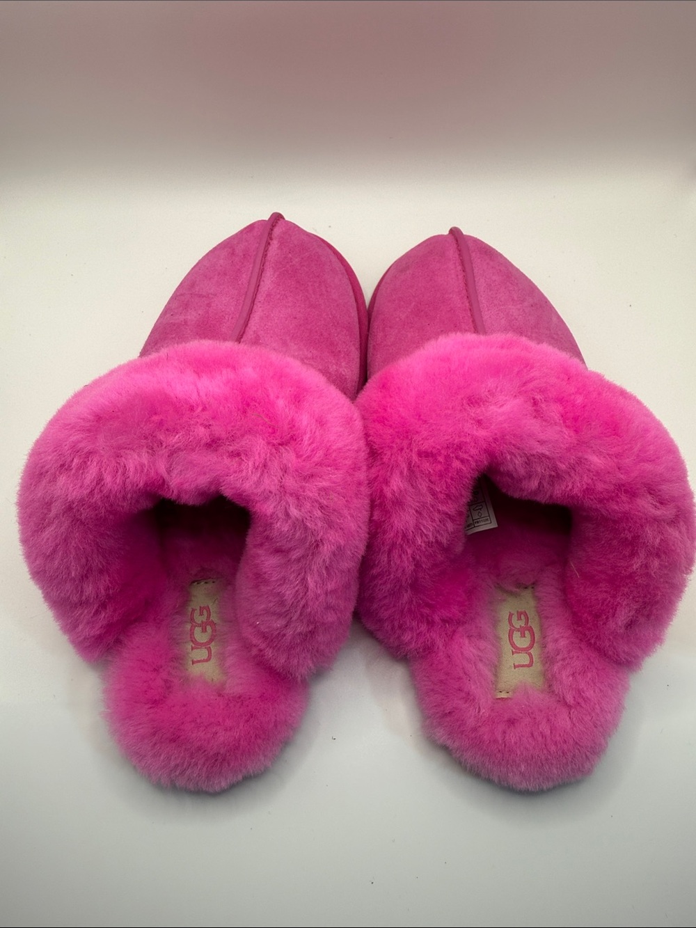 UGG Women's Hot Pink Shearling Slip-On Slippers